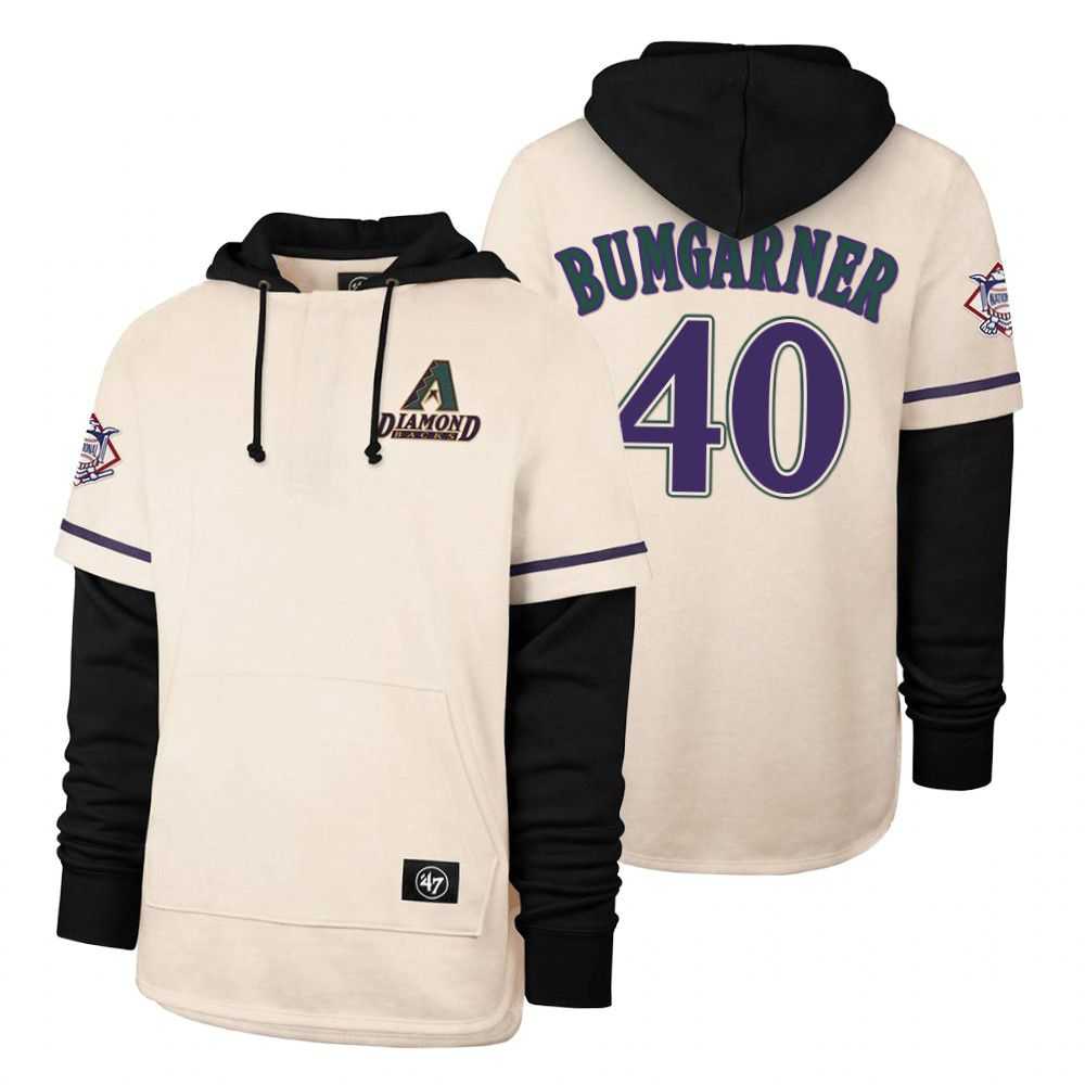 Men Arizona Diamondback 40 Bumgarner Cream 2021 Pullover Hoodie MLB Jersey